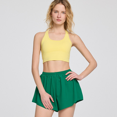 Willowind新品瑜伽服女 带口袋防走光打底运动短裤 松紧腰头梭织