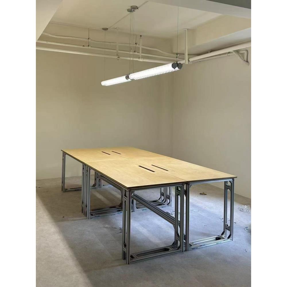 单人多人电脑桌桦木铝型材长条桌会议桌开会桌个性创意办公桌书桌