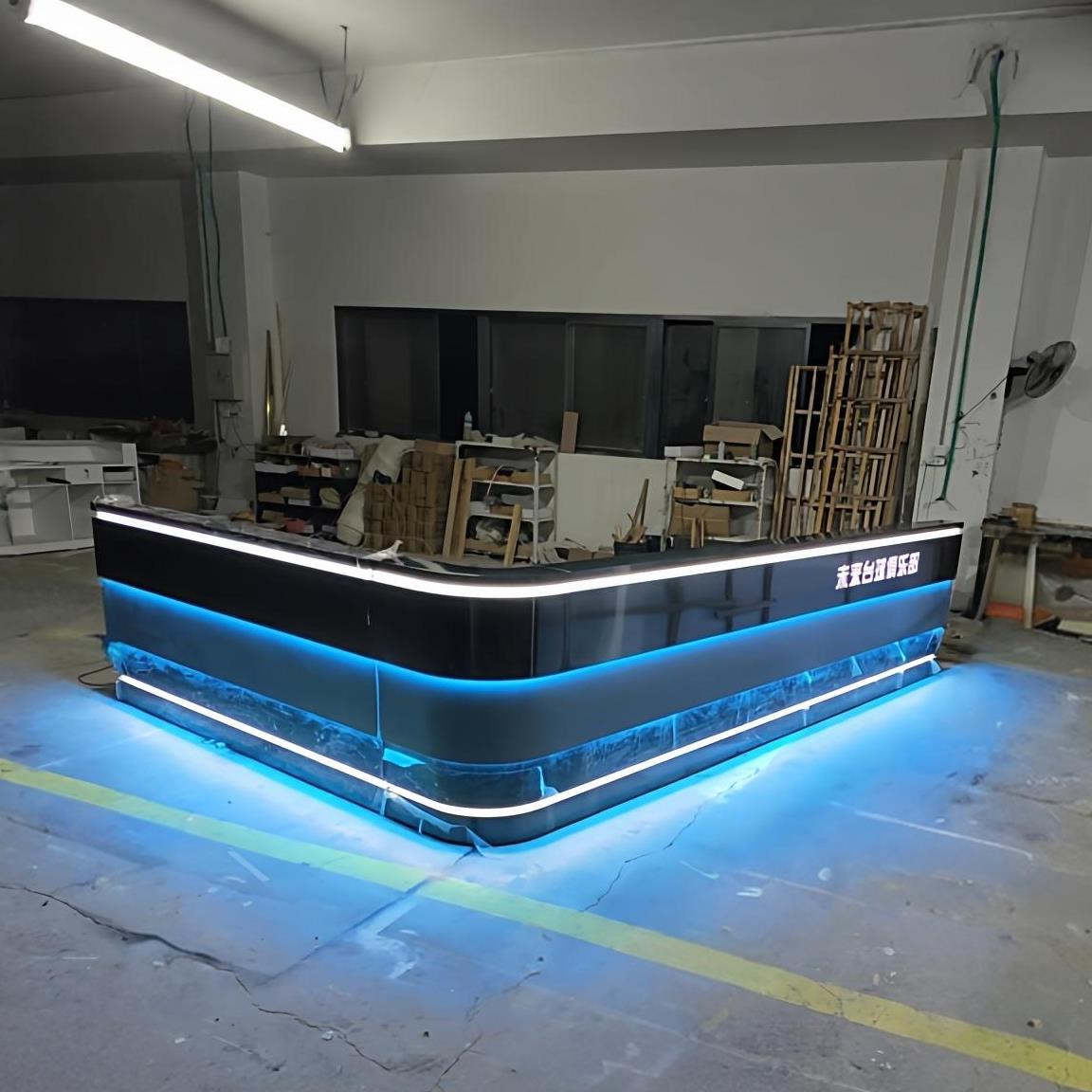 工业风健身房台球厅吧台桌收银台棋牌室民宿电竞酒店转角前台接待