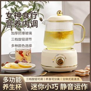 养生壶2024新款 家用多功能小型迷你办公室炖煮一体全玻璃煮花茶壶