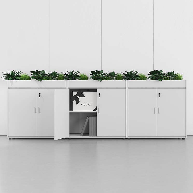 写字楼办公室花槽柜白色背景隔断矮柜文件柜储物柜创意花柜资料柜