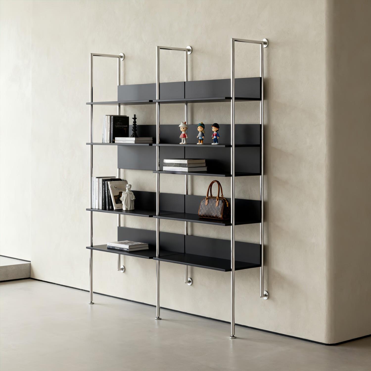 服装店鞋子包包置物架不锈钢货架靠墙装饰架多层鞋架陈列架展示架