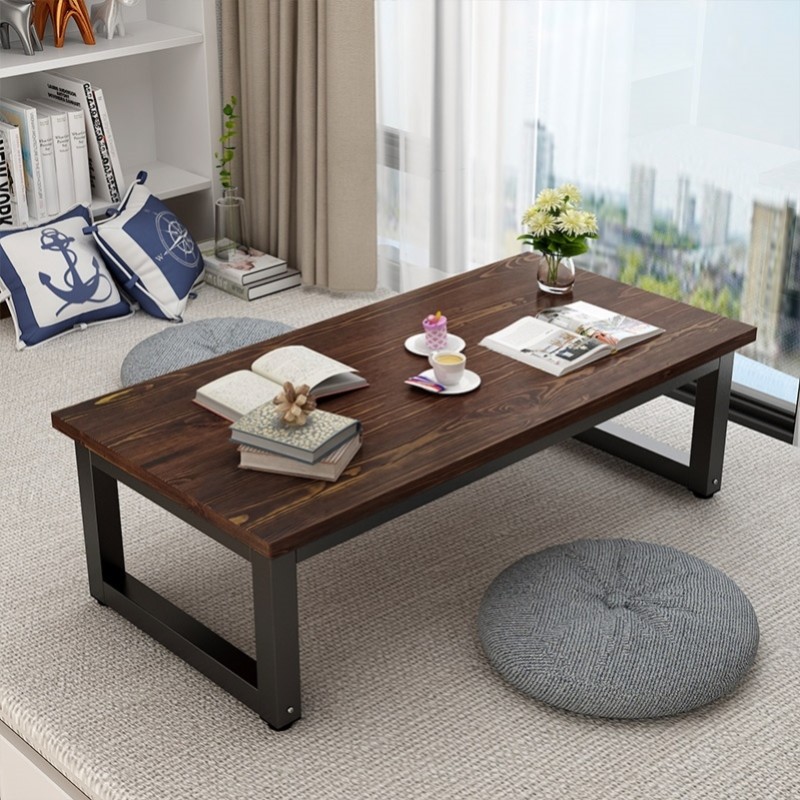 简约榻榻米小桌子飘窗桌实木炕桌长条矮桌日式茶桌铁艺阳台小茶几