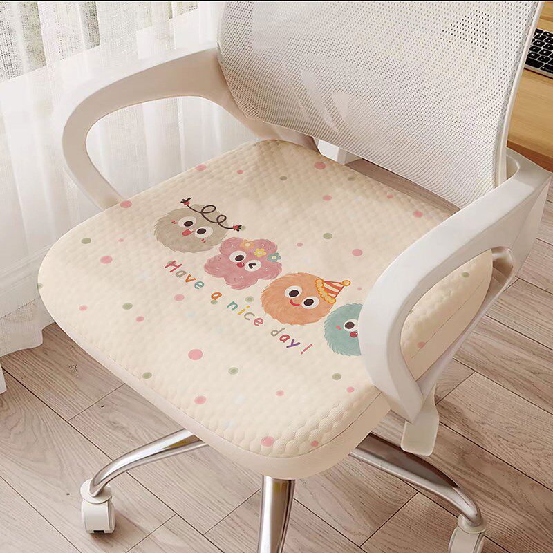 卡通电脑办公椅套罩小动物透气椅套冰丝椅子套舒适家用防滑坐垫套