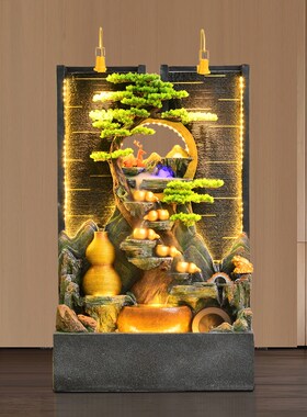 流水喷泉庭院办公室会所水系景观装饰品假山水幕墙风水轮落地摆件