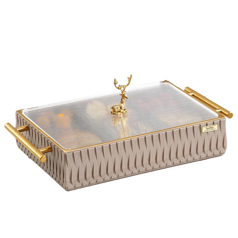 精选家用创意水果盘轻奢客厅茶几干果糖果收纳盒子过年小吃碟分格