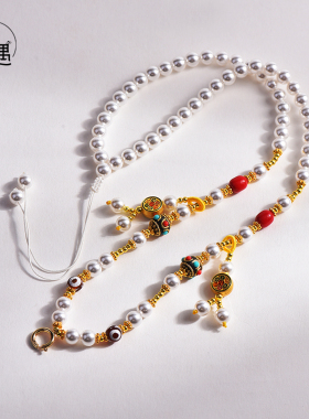 手工贝珠项链编绳珠链蜜蜡毛衣链翡翠玉吊坠佛牌挂绳女唐卡项链绳