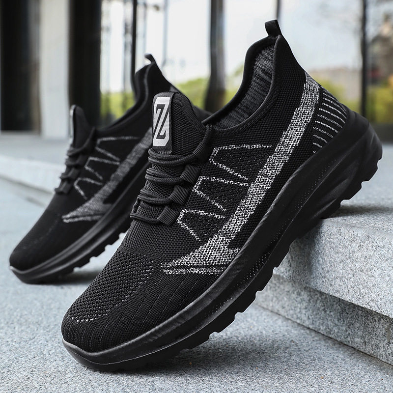 鞋子男款夏季新款运动鞋飞织透气男鞋软底舒适跑步鞋轻便系带单鞋