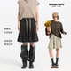 ORIGINAL PEOPLE复古设计感双腰头拼接百褶短裙女a字高腰半身裙