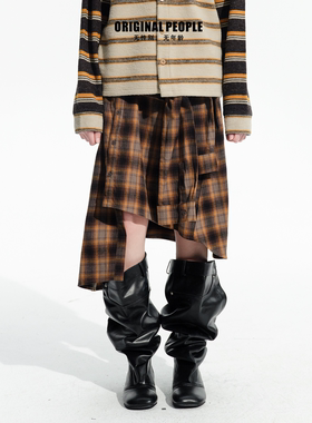 ORIGINAL PEOPLE早春原创设计感异型衬衫短裙半身裙女外搭屁帘女