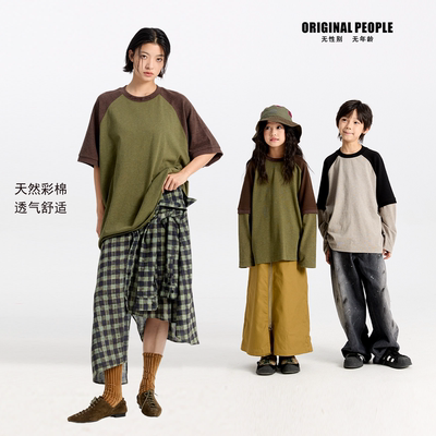 ORIGINALPEOPLE插肩袖拼色T恤