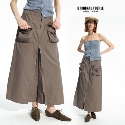 ORIGINAL PEOPLE夏季复古百搭山系裙裤工装裙裤阔腿裙裤