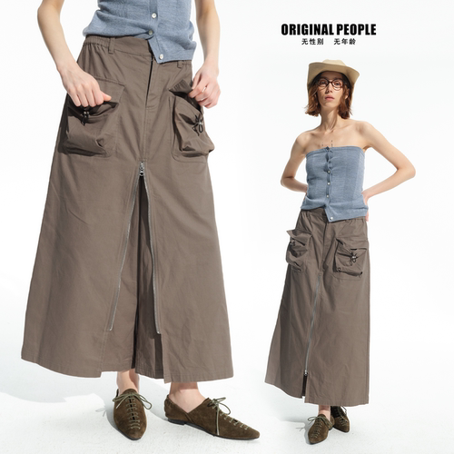 ORIGINAL PEOPLE夏季复古百搭山系裙裤工装裙裤阔腿裙裤