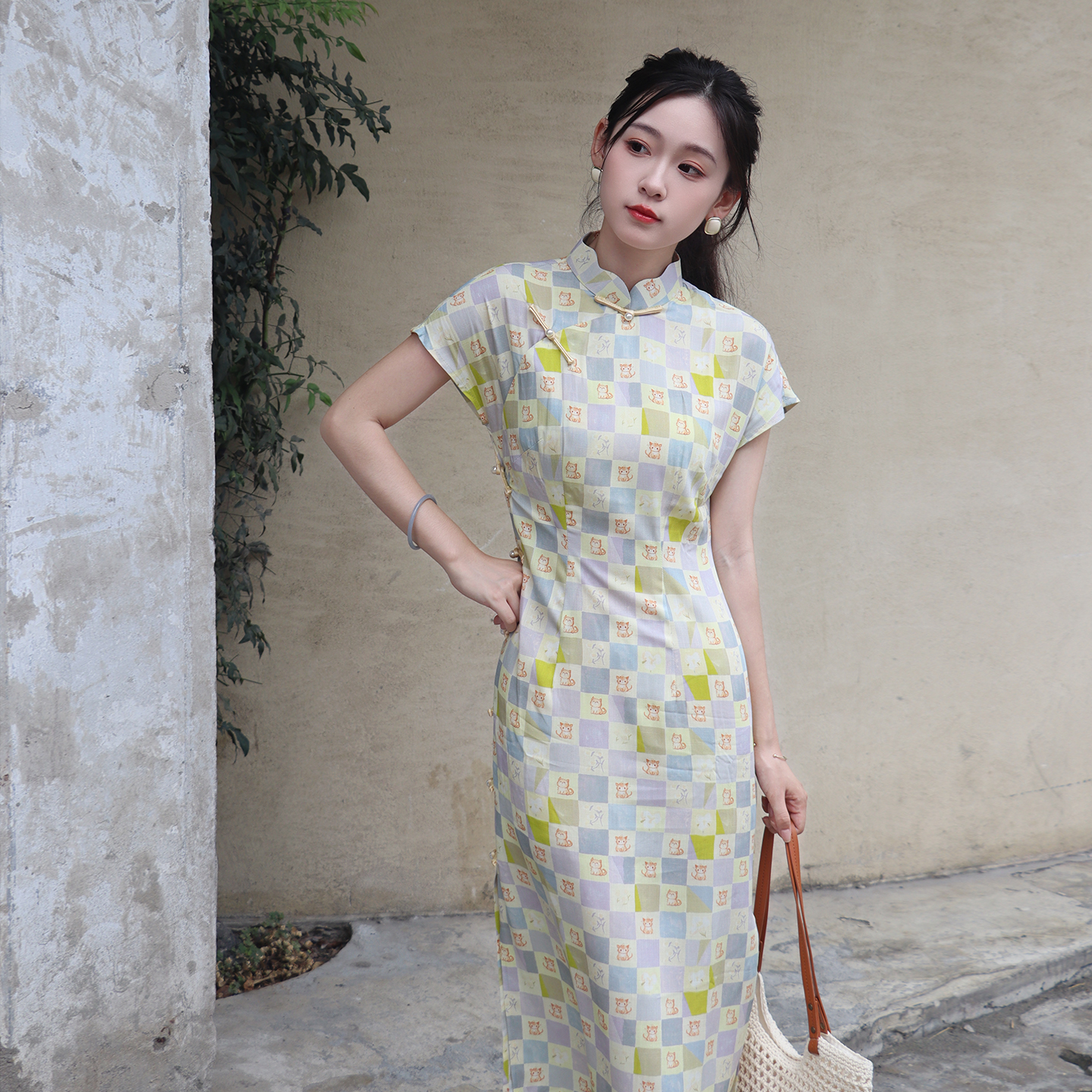 新中式旗袍年轻款少女古法全开襟