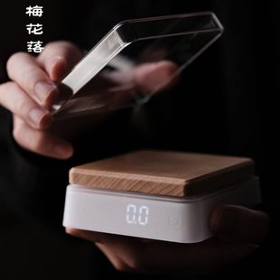 梅花落实木茶秤小型咖啡秤电子秤精准家用专用克秤量茶器便携定制