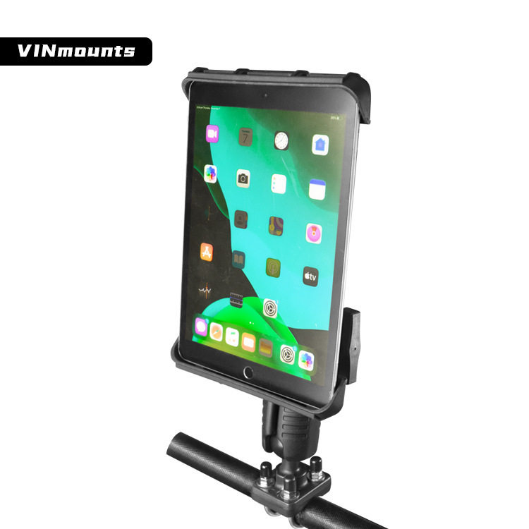 仓储叉车圆管安装平板支架兼容13-33管径双U抱箍工业平板球头支架