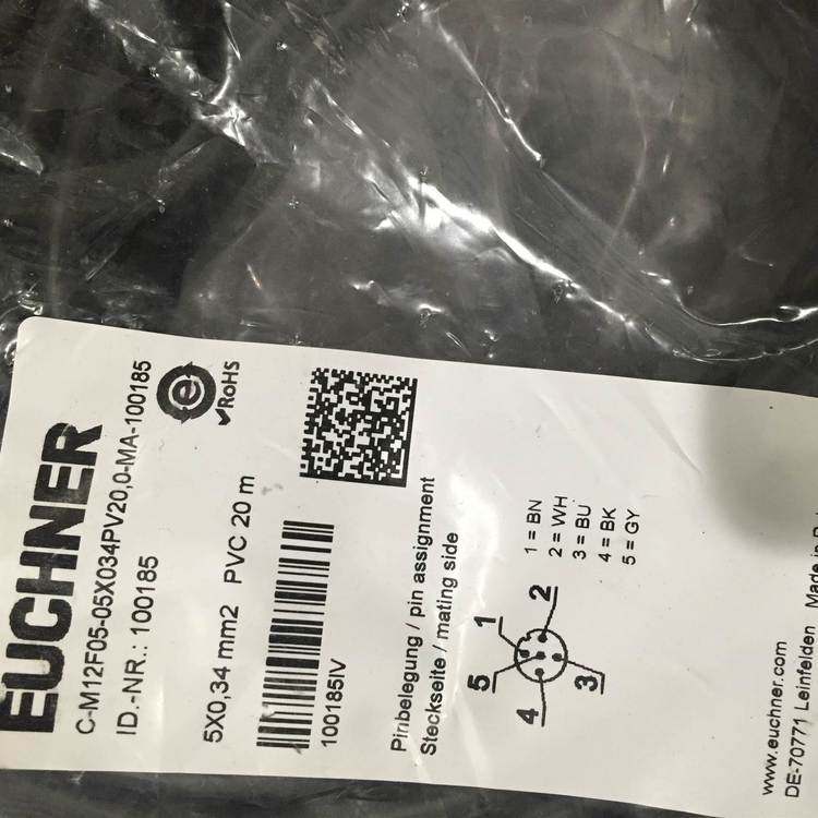 安士能电缆C-M12F05-05X034PV20 0-MA-100185 (订货号 100185)大