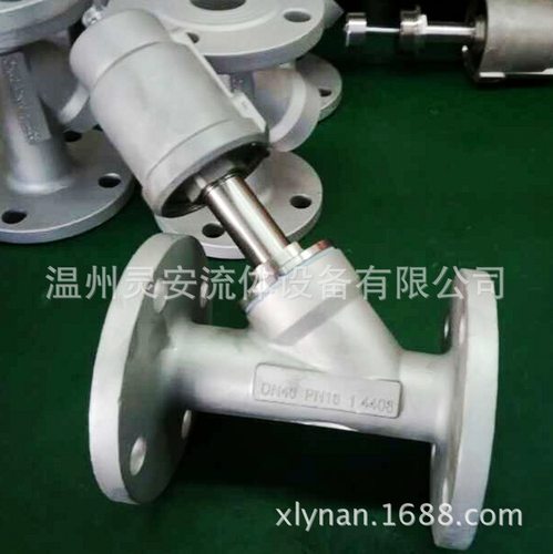 DN65不锈钢头法兰角座阀 不锈钢气动阀 法兰角座阀 气动阀防水锤
