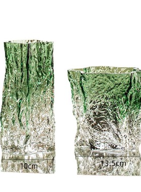 现代透明绿色玻璃花瓶高级感摆件客厅插花器水养水培餐桌家居创意