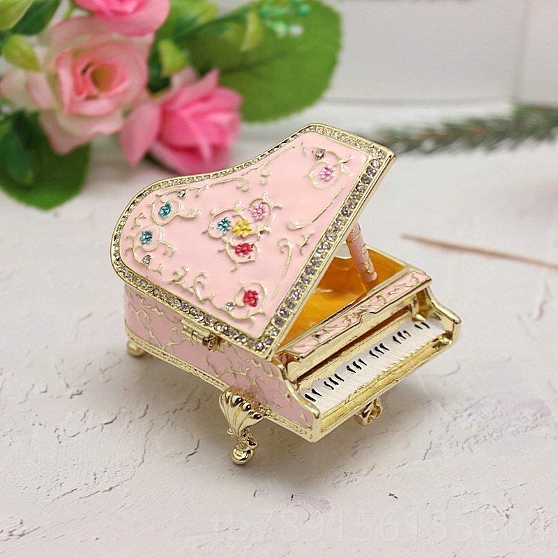 高档童婚礼饰品创意家居首饰钢琴珠宝盒礼珐琅工艺品情人节儿节礼