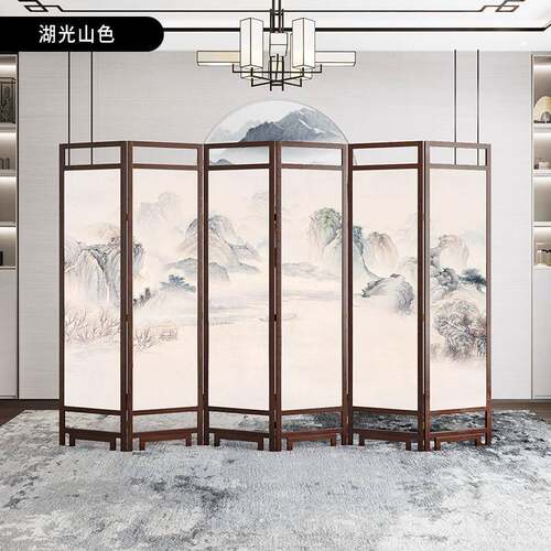 高档中店式 实木屏风隔断墙办公室折叠移玄动酒 家用厅遮客挡关