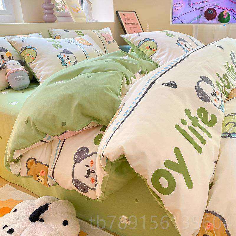 高档is小兔子四件套n床上用品小清卡新纯棉三被套件套通全棉床单