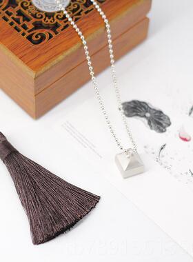 高档瑜逸棠情侣银吊坠纯银章男女风字项链印古爱情生日定情信物一