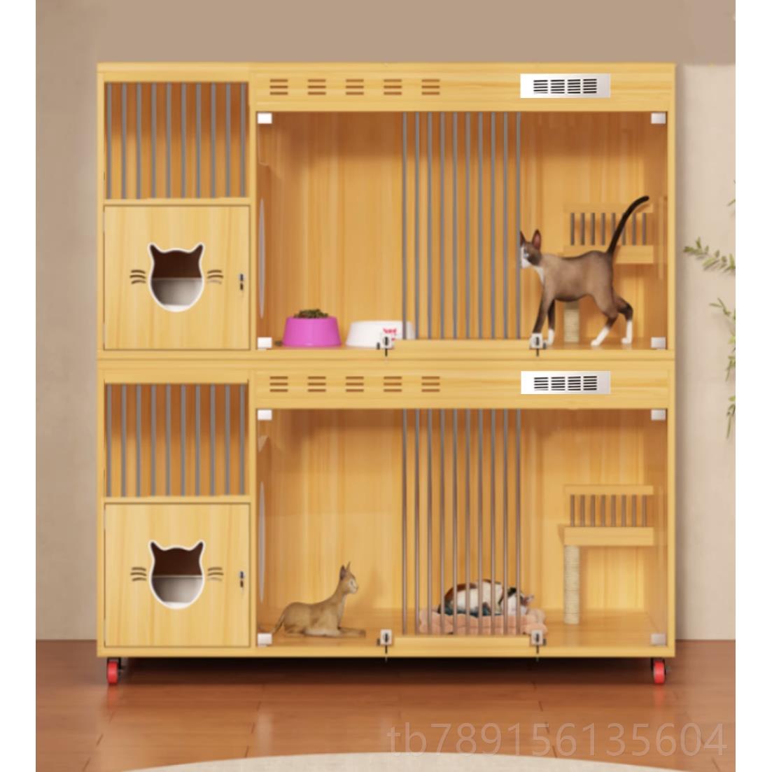 高档猫别实木殖猫窝恒温猫柜用三层豪华宠物展示柜家繁猫舍寄养猫