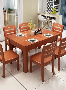高档smed组ream全木餐桌家用小户型餐a厅吃饭桌长方实形客厅餐桌