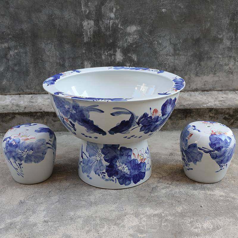 高档德镇陶瓷缸落地柱式客厅特大吸水石盆立鱼乌龟缸睡莲碗莲盆景,宠物/宠物食品及用品,底柜/落地缸,淘宝优惠券,粉丝福利购,淘宝优惠卷