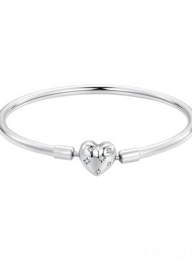 高档简原圆头手镯创小diy珠子手链基础链约925纯银情侣饰品众轻奢