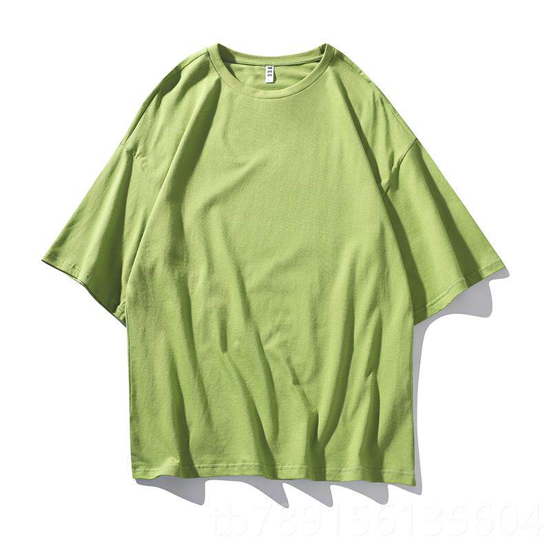 高档五分T恤定制logo宽松工作女服diy夏印印字落肩订制季半袖上衣
