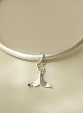 高档惜物《放》手工纯银手手镯开口女990纯空银小清新简约心足实