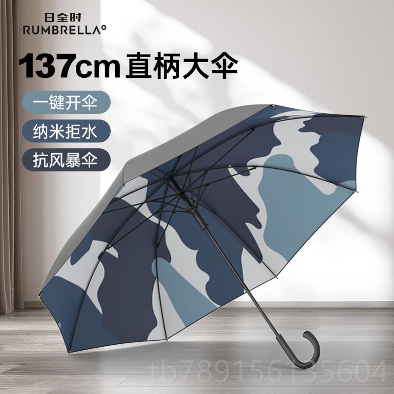 高档日时加大风加长厚加固纯色暴雨专全用抗直柄雨伞高端商务双人图片
