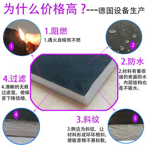 汽车原厂b隔音棉黑色全车改装通用自粘环保吸音棉阻燃耐高温无异
