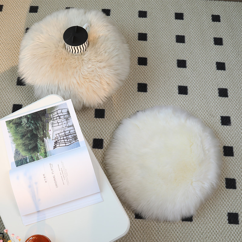 厂家直销纯羊毛皮椅子垫圆形坐垫蒲团羊毛L垫电脑椅垫长毛加厚餐