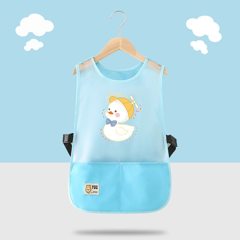 儿童马甲罩衣防水防油中大童围裙幼儿园美术绘画吃Q饭围兜定制log