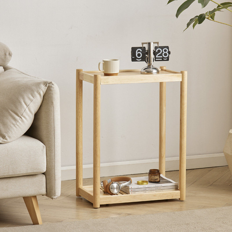 实木花架可移动沙发边几客厅侧边柜角几小户O型茶几休闲边桌置物