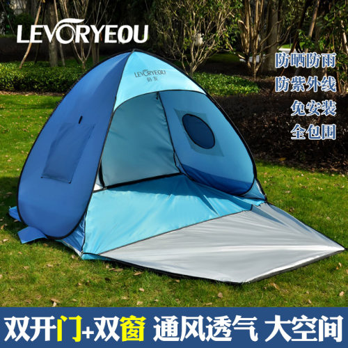 户外沙滩帐篷海边防晒速开便携折叠全自动简易P钓鱼遮阳帐篷儿童