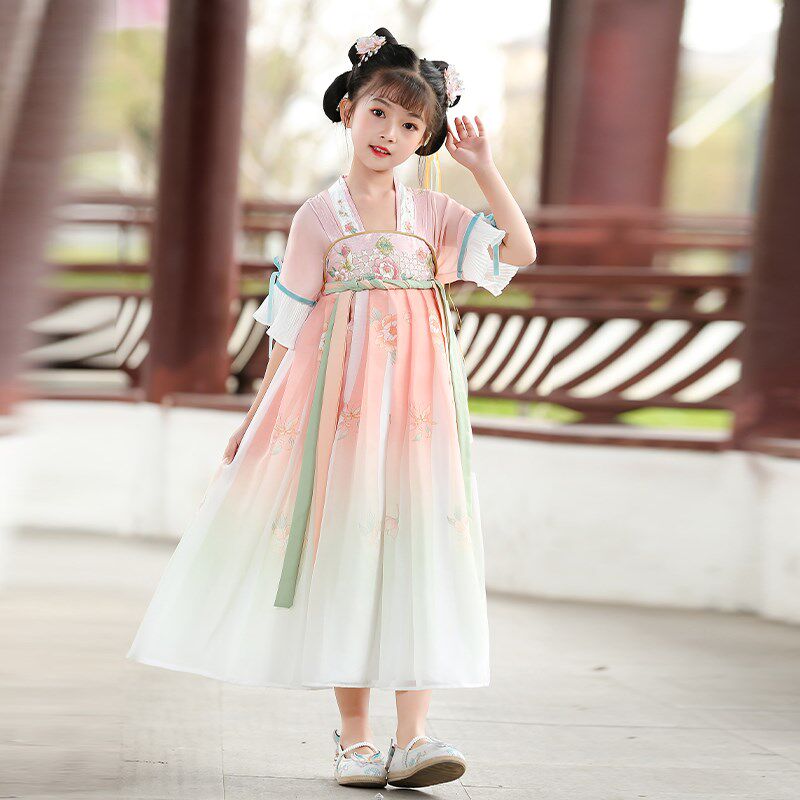 女童汉服春季中国风2023新款超仙古F装春装儿童装裙子男女古风春