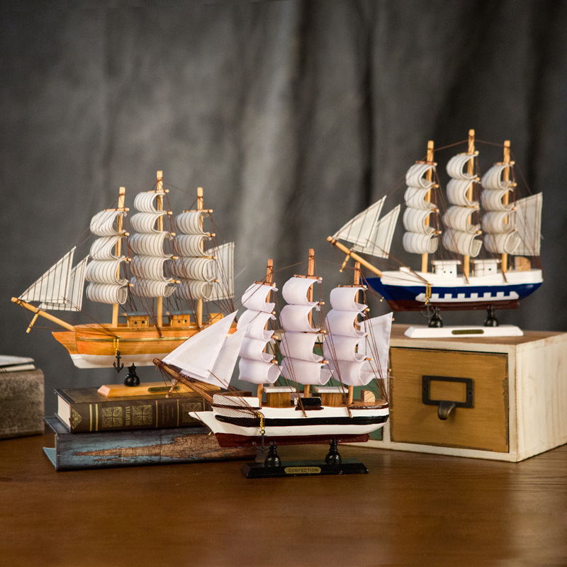 大型实木一帆风顺帆船摆件客厅电视柜酒柜开业老板办X公室大堂摆