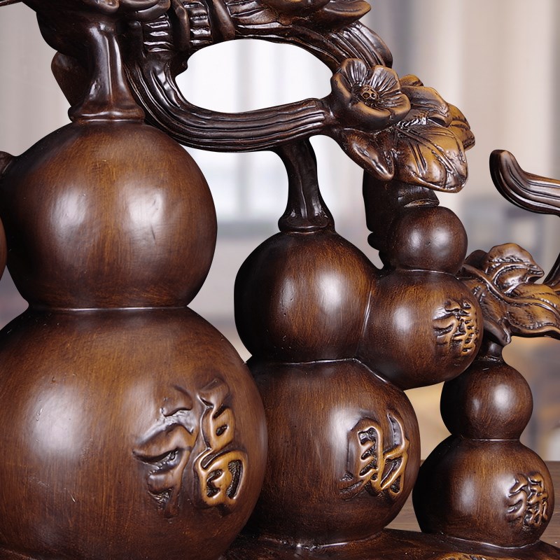 实木雕五福临门葫芦摆件招财家居客E厅玄关酒柜装饰品新居乔迁礼