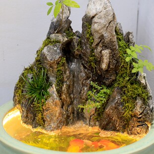 鱼缸小型客厅假山鱼池生态u缸造景循环流水摆件古法养鱼套餐全套