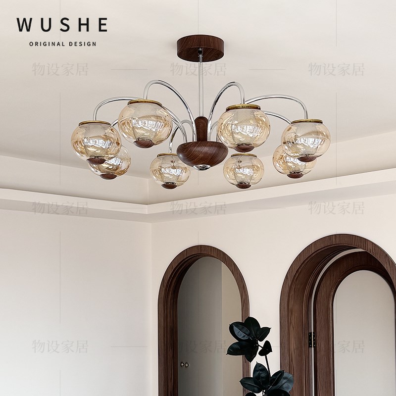 云蝶新款法式中古客厅吊灯svintage美式餐厅灯中古风书房卧室灯具