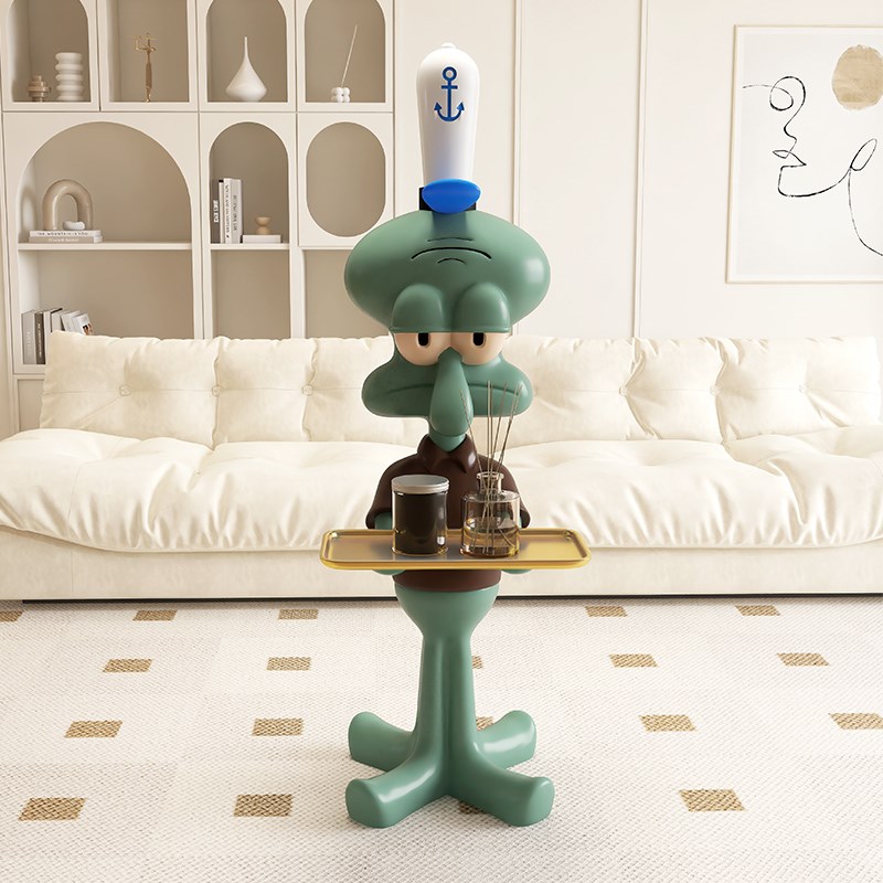 网红章鱼哥托盘落地大号摆件电视柜沙发旁装饰客厅置W物架钥匙收