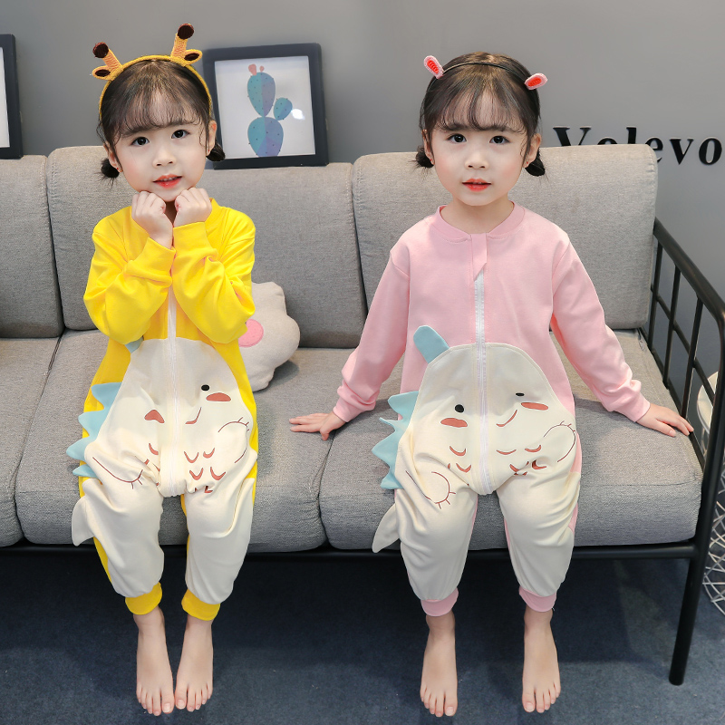 婴儿睡袋b春秋薄款保暖分腿防踢被1-2-3岁男女宝宝卡通连体衣睡衣