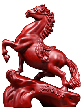 红花梨木雕马摆件实m木新中式马到成功家居客厅办公桌面装饰工艺