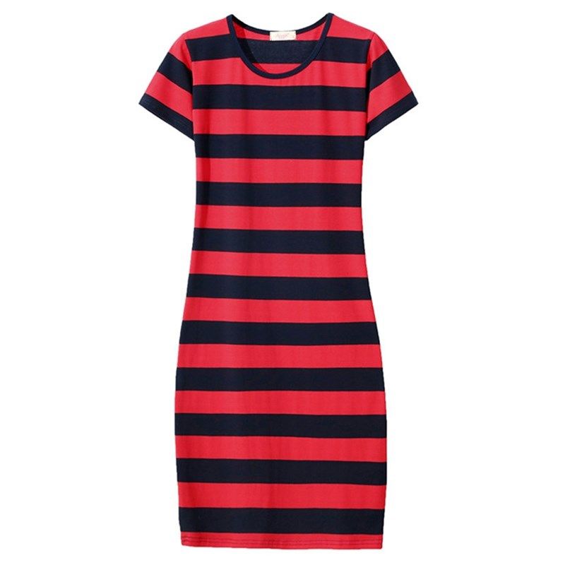 2021a新女装夏季短袖长款条纹连衣裙大码修身百搭中长款打底包臀,女装/女士精品,连衣裙,淘宝优惠券,粉丝福利购,淘宝优惠卷