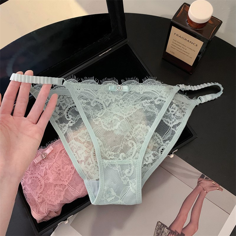 薄荷曼巧~法式纯欲风性感高开叉蕾丝网纱女士透气内裤女2Z025新款