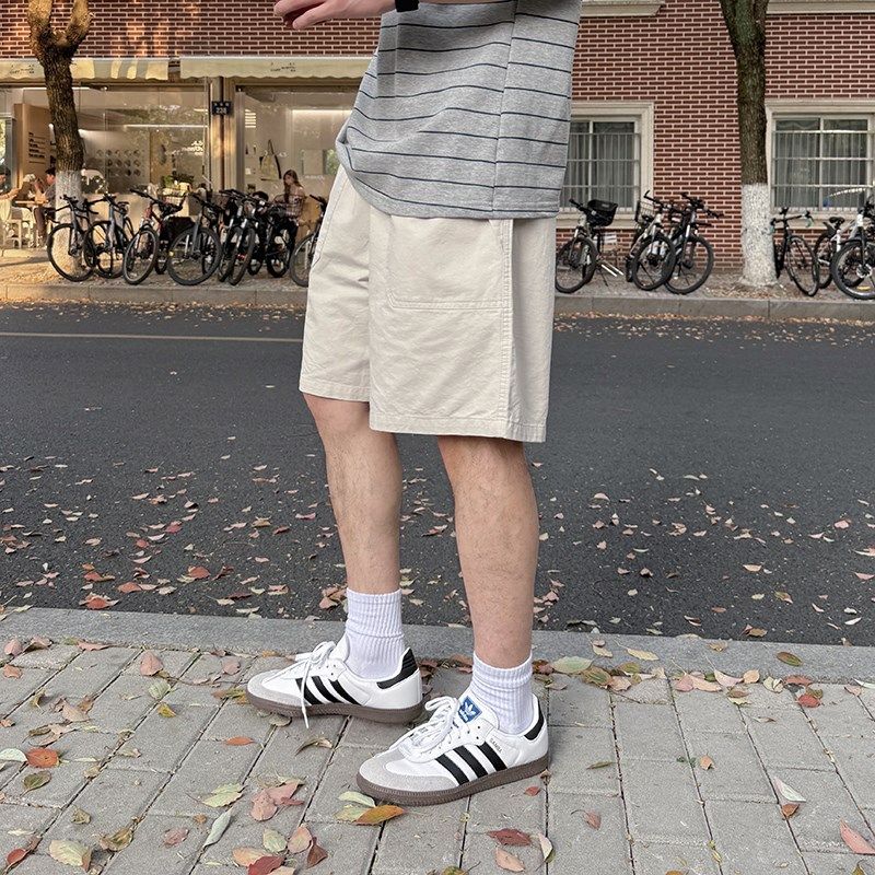 米白色工装短裤男生2025新款夏J季纯棉日常百搭休闲宽松,男装,短裤,淘宝优惠券,粉丝福利购,淘宝优惠卷
